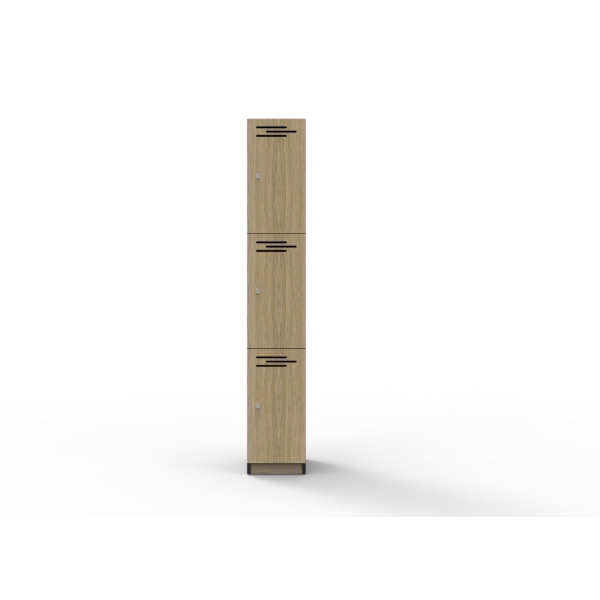 3 Door Melamine Locker - Natural Oak